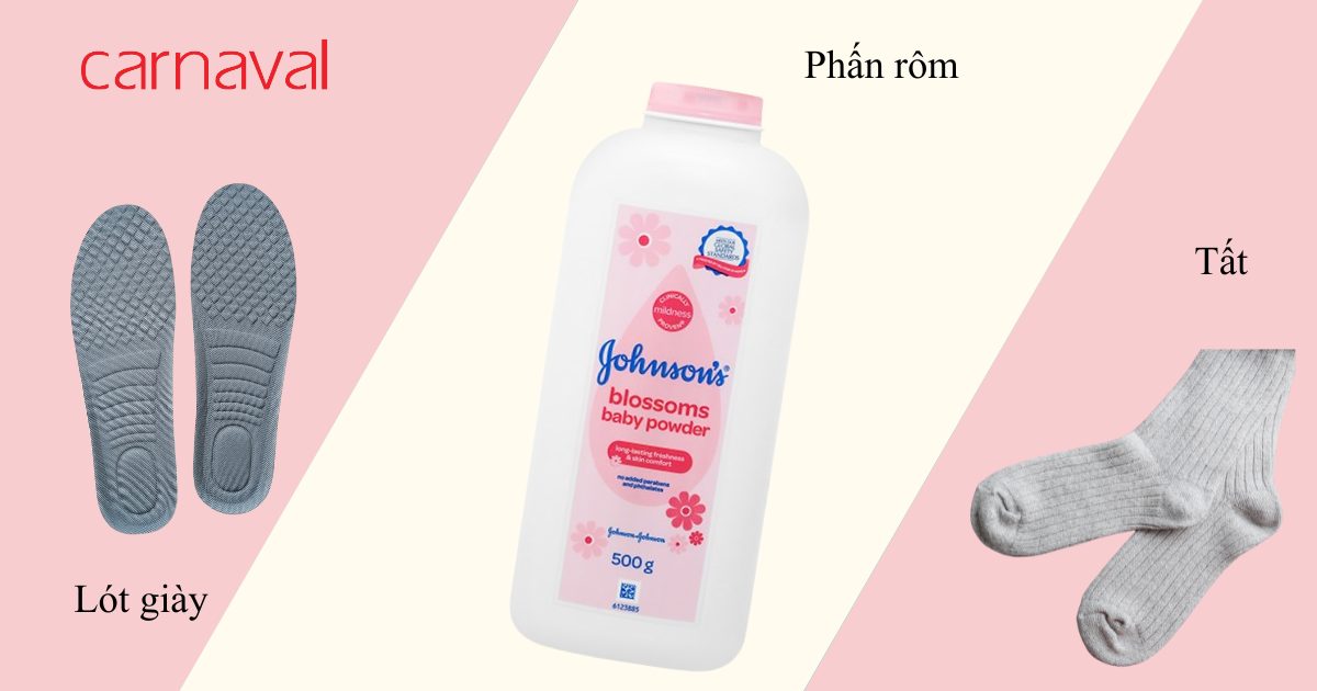 Kết hợp phấn rôm với tất hoặc miếng lót - khắc phục mùi hôi nhanh gọn