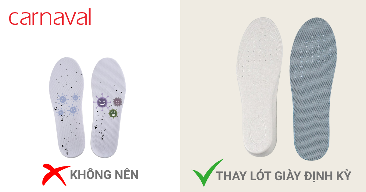 Thường xuyên thay lót giày hoặc vệ sinh lót giày