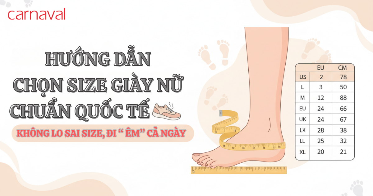 hướng dẫn chọn size giày nữ chuẩn quốc tế