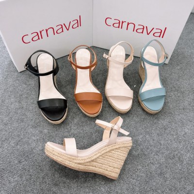 Dép xuồng đế cói quai ngang Carnaval cao 11 phân siêu xinh - Siêu cao - VS15 - ảnh 2