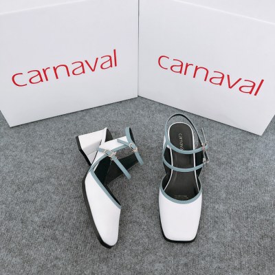 Giày cao gót mũi vuông Carnaval gót trụ vuông cao 5 cm thiết kế 2 quai độc đáo - ảnh 5
