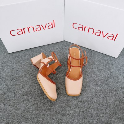 Giày cao gót mũi vuông Carnaval gót trụ vuông cao 5 cm thiết kế 2 quai độc đáo - ảnh 6
