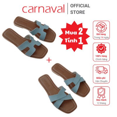 Carnaval - Combo 2 Dép Nữ Đế Bệt Carnaval Quai Ngang Chữ H Hiện Đại Sang Trọng Thanh Lịch - VS57+VS58 - ảnh 7
