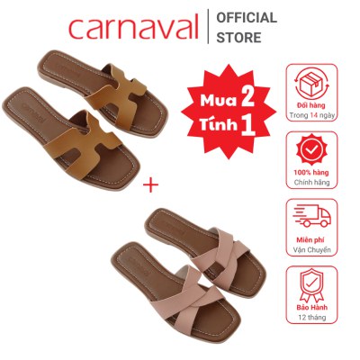 Carnaval - Combo 2 Dép Nữ Đế Bệt Carnaval Quai Ngang Chữ H Hiện Đại Sang Trọng Thanh Lịch - VS57+VS58 - ảnh 9