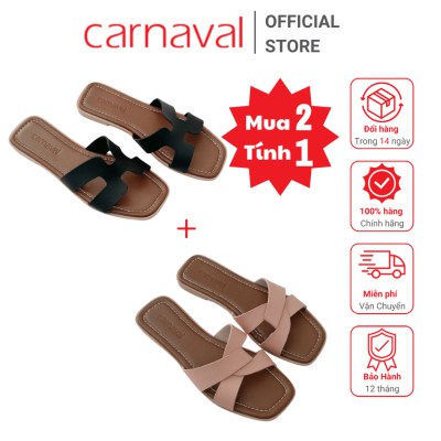 Carnaval - Combo 2 Dép Nữ Đế Bệt Carnaval Quai Ngang Chữ H Hiện Đại Sang Trọng Thanh Lịch - VS57+VS58 - ảnh 2