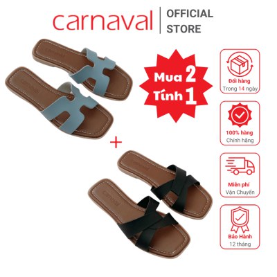 Carnaval - Combo 2 Dép Nữ Đế Bệt Carnaval Quai Ngang Chữ H Hiện Đại Sang Trọng Thanh Lịch - VS57+VS58 - ảnh 8