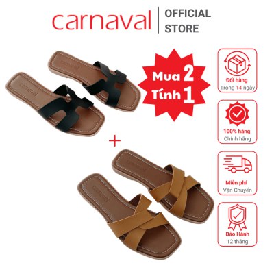 Carnaval - Combo 2 Dép Nữ Đế Bệt Carnaval Quai Ngang Chữ H Hiện Đại Sang Trọng Thanh Lịch - VS57+VS58 - ảnh 5