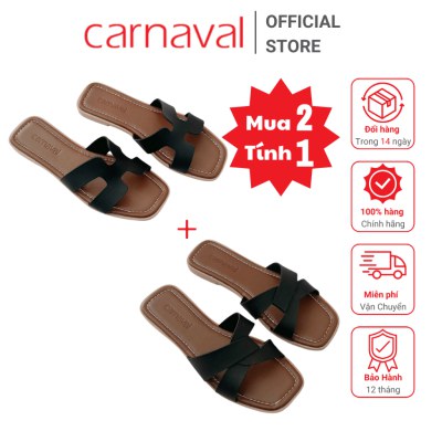 Carnaval - Combo 2 Dép Nữ Đế Bệt Carnaval Quai Ngang Chữ H Hiện Đại Sang Trọng Thanh Lịch - VS57+VS58 - ảnh 3
