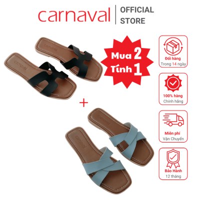 Carnaval - Combo 2 Dép Nữ Đế Bệt Carnaval Quai Ngang Chữ H Hiện Đại Sang Trọng Thanh Lịch - VS57+VS58 - ảnh 4