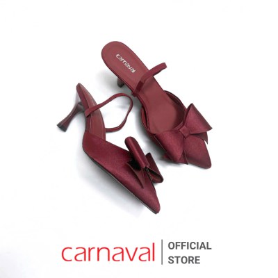 Dép Cao Gót Nữ Đính Nơ Carnaval Mũi Bít Nhọn, Gót Nhon Cao 7cm Kiểu Dáng Thanh Lịch - VS147 - ảnh 3