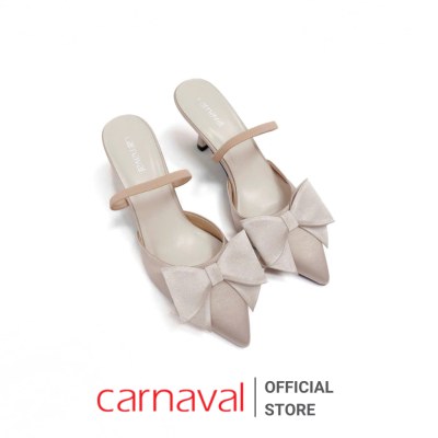Dép Cao Gót Nữ Đính Nơ Carnaval Mũi Bít Nhọn, Gót Nhon Cao 7cm Kiểu Dáng Thanh Lịch - VS147 - ảnh 6
