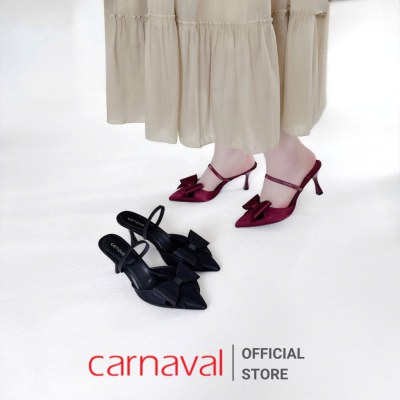 Dép Cao Gót Nữ Đính Nơ Carnaval Mũi Bít Nhọn, Gót Nhon Cao 7cm Kiểu Dáng Thanh Lịch - VS147 - ảnh 8
