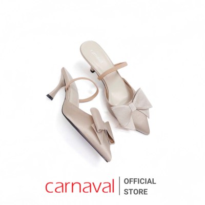 Dép Cao Gót Nữ Đính Nơ Carnaval Mũi Bít Nhọn, Gót Nhon Cao 7cm Kiểu Dáng Thanh Lịch - VS147 - ảnh 7