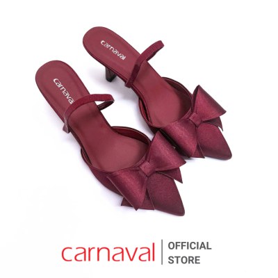 Dép Cao Gót Nữ Đính Nơ Carnaval Mũi Bít Nhọn, Gót Nhon Cao 7cm Kiểu Dáng Thanh Lịch - VS147 - ảnh 2