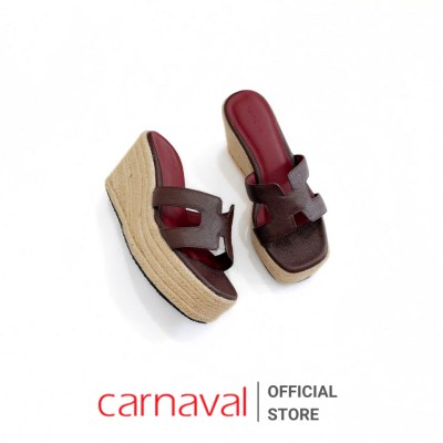 Dép xuồng đế cói Carnaval, đế cao 9 phân tôn dáng, chữ H cách điệu nữ tính - VS14 - ảnh 2