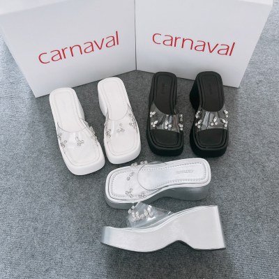 Dép Xuồng Quai Mika Đính Đá Lấp Lánh Carnaval Cao 7cm Siêu Xinh, Phong Cách - VS81 - ảnh 7