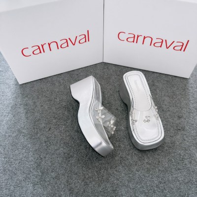 Dép Xuồng Quai Mika Đính Đá Lấp Lánh Carnaval Cao 7cm Siêu Xinh, Phong Cách - VS81 - ảnh 8