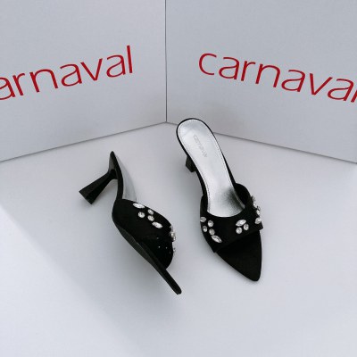 Dép Cao Gót Đính Đá Carnaval Lấp Lánh Gót Trụ Cao 7cm Siêu Thời Trang - VS87 - ảnh 3