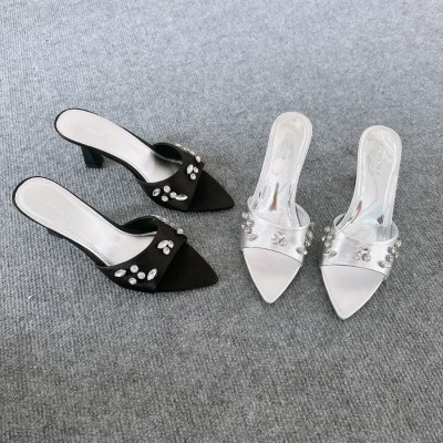 Dép Cao Gót Đính Đá Carnaval Lấp Lánh Gót Trụ Cao 7cm Siêu Thời Trang - VS87 - ảnh 4