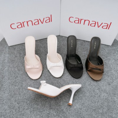 Dép Cao Gót Nữ Carnaval Gót Cao 7cm - 9cm Siêu Tôn Dáng Quai Ngang Trang Trí Nơ Siêu Xinh - VS91 - ảnh 3