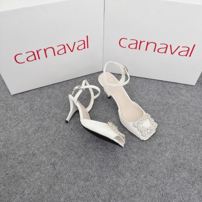 Giày Cao Gót Nữ Carnaval Gót Nhọn 7cm Mũi Vuông Trang Trí Hoa Lấp Lánh Siêu Phong Cách - VS99 - ảnh 2