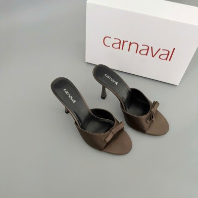 Dép Cao Gót Nữ Carnaval Gót Cao 7cm - 9cm Siêu Tôn Dáng Quai Ngang Trang Trí Nơ Siêu Xinh - VS91 - ảnh 9