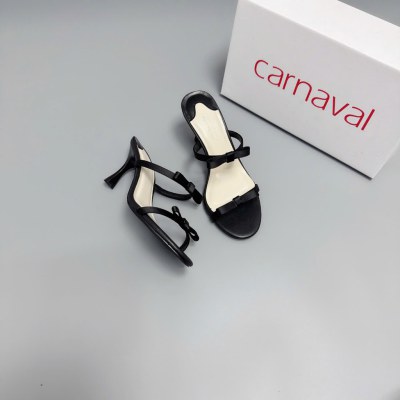Dép Cao Gót 7cm Hai Quai Gắn Nơ Carnaval Đơn Giản Thanh Lịch - Phối Hai Màu Sang Trọng - VS111 - ảnh 5