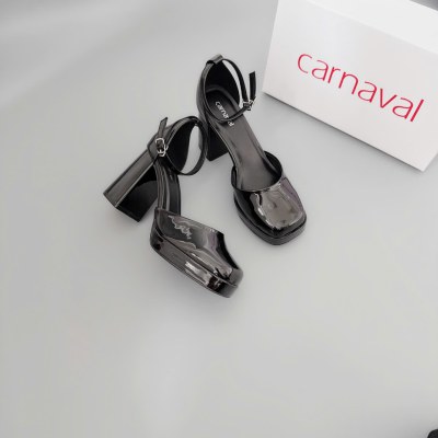 Giày Cao Gót Carnaval Quai Ngang Đế Vuông Cao 9cm Da Bóng Thiết Kế Thanh Lịch, Dễ Phối Đồ - VS115 - ảnh 4
