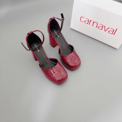 Giày Cao Gót Carnaval Quai Ngang Đế Vuông Cao 9cm Da Bóng Thiết Kế Thanh Lịch, Dễ Phối Đồ - VS115 - ảnh 2