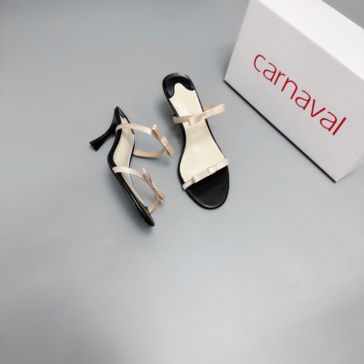 Dép Cao Gót 7cm Hai Quai Gắn Nơ Carnaval Đơn Giản Thanh Lịch - Phối Hai Màu Sang Trọng - VS111 - ảnh 6