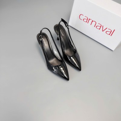 Giày Cao Gót 7cm Mũi Nhọn Carnaval Khuyên Eo Trong Suốt Da Bóng Siêu Sang - VS118 - ảnh 2