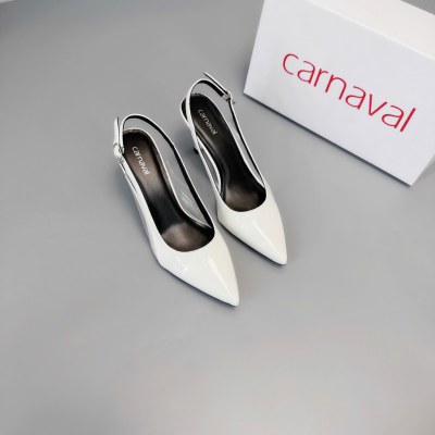 Giày Cao Gót 7cm Mũi Nhọn Carnaval Khuyên Eo Trong Suốt Da Bóng Siêu Sang - VS118 - ảnh 7