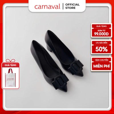 Giày Cao Gót Mũi Nhọn Đính Khóa Carnaval Gót Vuông 5cm Phong Cách Công Sở Sang Trọng - VS77 - ảnh 1