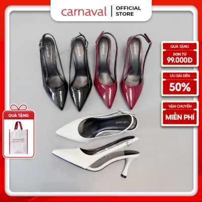 Giày Cao Gót 7cm Mũi Nhọn Carnaval Khuyên Eo Trong Suốt Da Bóng Siêu Sang - VS118 - ảnh 1