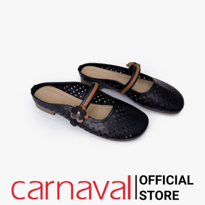 Dép Sục Nữ Carnaval Đục Lỗ Hoa Cài Quai Ngang Đế Bệt Êm Chân - Phong Cách Vintage - VS175 - ảnh 4