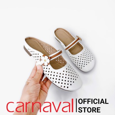 Dép Sục Nữ Carnaval Đục Lỗ Hoa Cài Quai Ngang Đế Bệt Êm Chân - Phong Cách Vintage - VS175 - ảnh 6