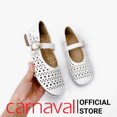 Giày Búp Bê Nữ Carnaval Đục Lỗ Thoáng Khí Quai Ngang Khóa Cài Thời Trang Đế Thấp Êm Chân - VS176 - ảnh 8