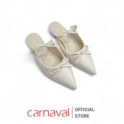 Dép Sục Nữ Carnaval Mũi Nhọn Cột Nơ Dễ Thương, Đế Bệt Thời Trang Công Sở & Dạo Phố - VS177 - ảnh 4
