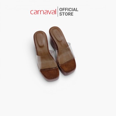 Dép Đế Xuồng Nữ Vân Gỗ Quai Mica Trong Carnaval Cao 9cm Lót Nỉ - Đi Chơi Đi Biển Siêu Xinh - VS198 - ảnh 4