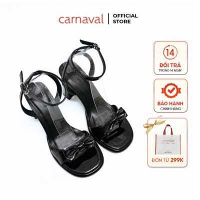 Sandal Cao Gót Nữ Quai Đính Nơ Carnaval Sang Trọng - Gót Đế Vuông 8cm Phối Đồ Cực Xinh - VS136 - ảnh 1