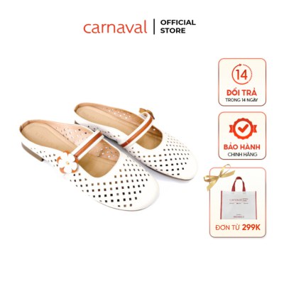Dép Sục Nữ Carnaval Đục Lỗ Hoa Cài Quai Ngang Đế Bệt Êm Chân - Phong Cách Vintage - VS175 - ảnh 1