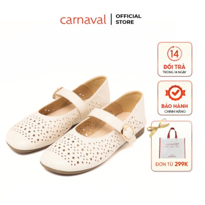 Giày Búp Bê Nữ Carnaval Đục Lỗ Thoáng Khí Quai Ngang Khóa Cài Thời Trang Đế Thấp Êm Chân - VS176 - ảnh 1
