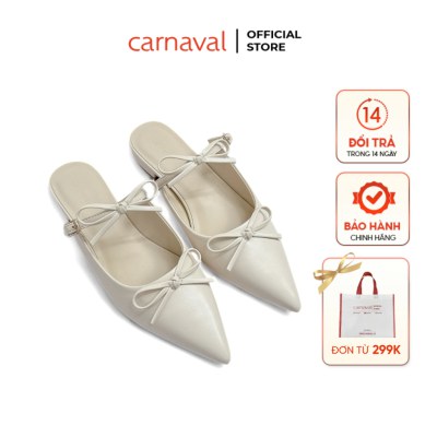 Dép Sục Nữ Carnaval Mũi Nhọn Cột Nơ Dễ Thương, Đế Bệt Thời Trang Công Sở & Dạo Phố - VS177 - ảnh 1