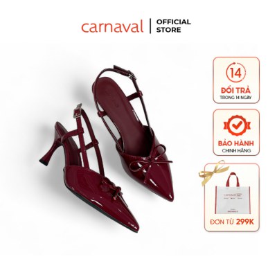 Giày Cao Gót Quai Hậu Nữ Carnaval Mũi Nhọn Da Bóng Cao 7cm Sang Trọng Đi Làm, Đi Chơi - VS181 - ảnh 1