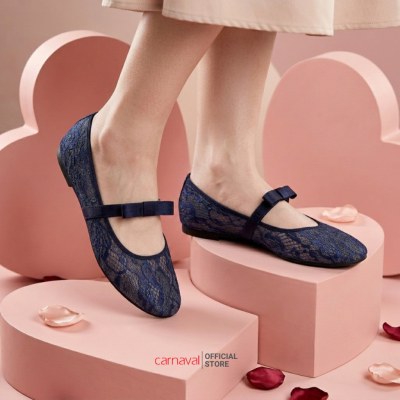 Giày Búp Bê Nữ Ren Hoa Carnaval, Mary Jane Quai Ngang Đính Nơ Phong Cách Tiểu Thư - VS201 - ảnh 5