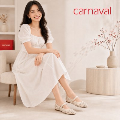 Giày Búp Bê Nữ Carnaval Đan Mây Quai Ngang Khóa Tròn, Giày Bệt Nữ Thanh Lịch Vintage - VS204 - ảnh 5