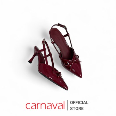 Giày Cao Gót Quai Hậu Nữ Carnaval Mũi Nhọn Da Bóng Cao 7cm Sang Trọng Đi Làm, Đi Chơi - VS181 - ảnh 4