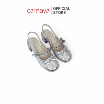 Giày Slingback Cao Gót Nữ 3,5cm Da Bóng – Quai Đá Nơ Xinh, Tôn Dáng Dự Tiệc - VS189 - ảnh 5
