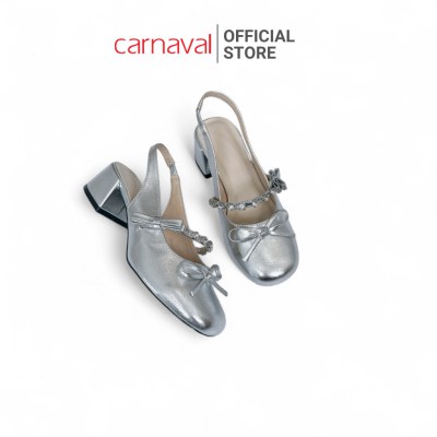 Giày Slingback Cao Gót Nữ 3,5cm Da Bóng – Quai Đá Nơ Xinh, Tôn Dáng Dự Tiệc - VS189 - ảnh 6