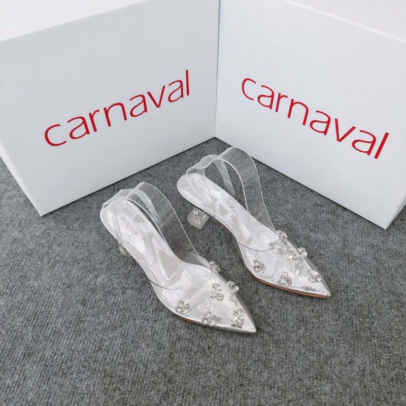 Giày Cao Gót Quai Trong Suốt Mika Đính Đá Carnaval Gót Trụ Cao 7cm Siêu Lấp Lánh VS51 — giày/túi nữ chính hãng Carnaval